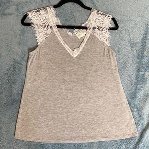 White lace shoulder on gray from Francesca’s